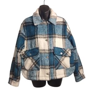 Truth by Republic Women's  Multicolor Plaid Fuzzy Jacket Button Pockets …